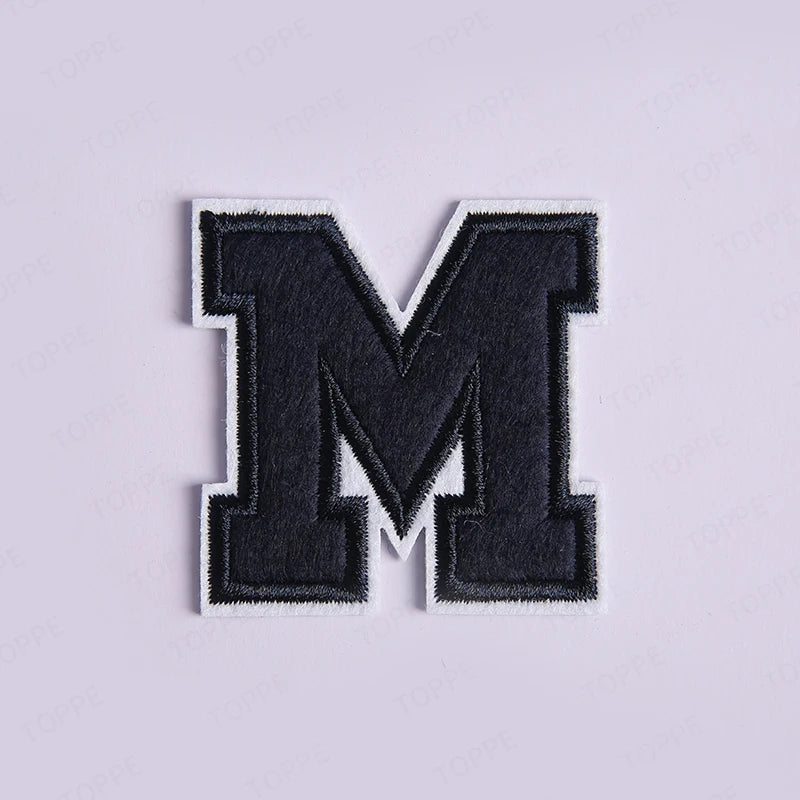 Navy Blue Letter Iron On Patch Applique DIY Alphabet Embroidered Patches For Clothing