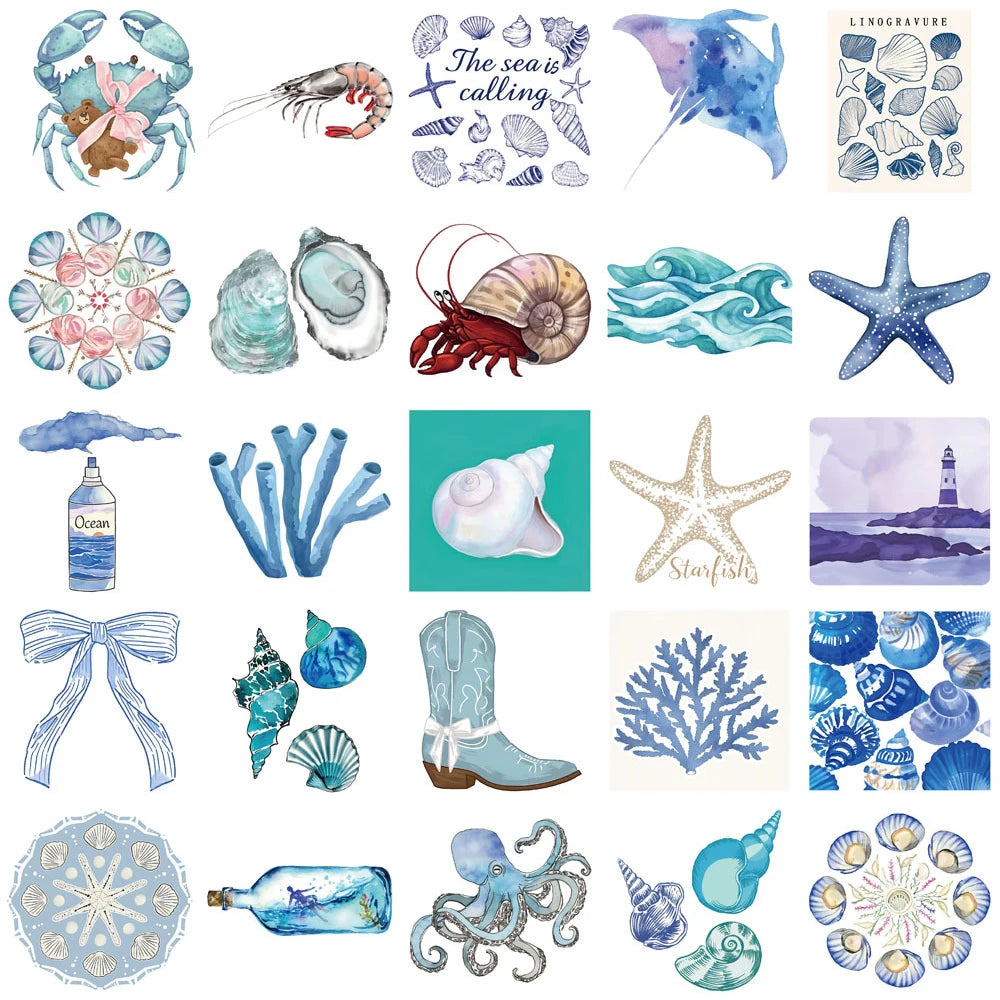 10/30/50pcs Cute The Coastal Girl Cartoon Stickers Open Sea Mediterranean Tomato Aesthetic Decals