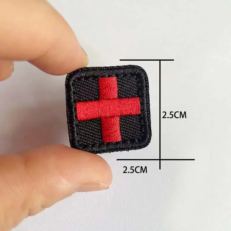 Medical Cross Badge Fabric Applique Embroidery Patch With Hook And Loop