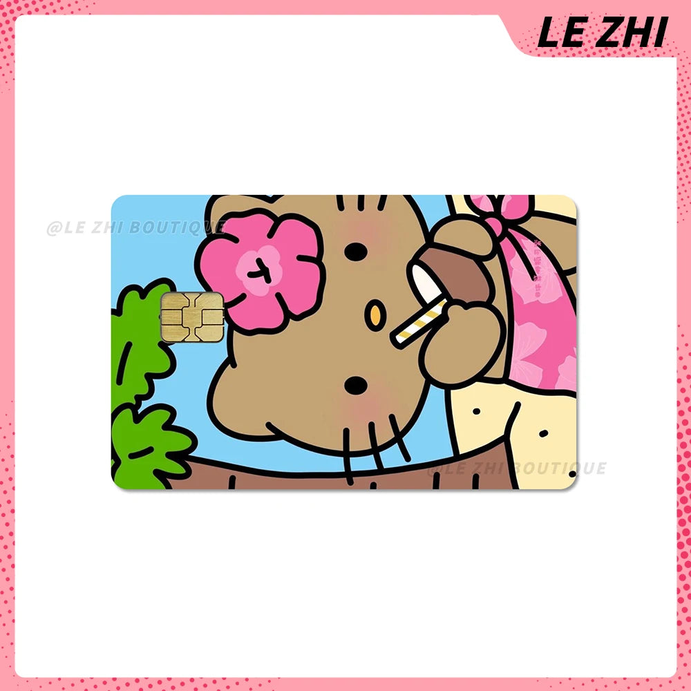 Hawaiian Black Skin Hello Kitty Diy Credit Debit Card Sticker Party Sticker Decoration Waterproof Sticker