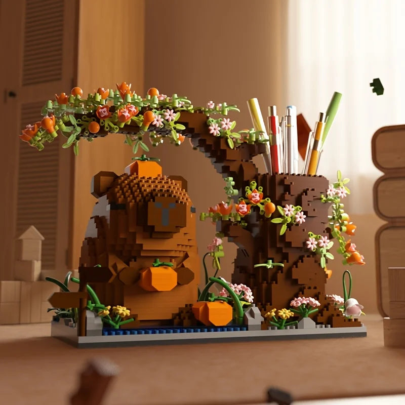 Capybara Building Block Pen Holder Multi-Function Desk Organizer for Decoration