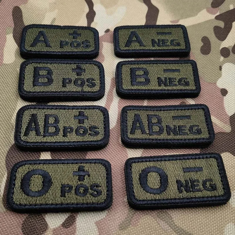 Blood Type Badges Fabric Applique Embroidery Hook and Loop Patches,Military Tactical Patch