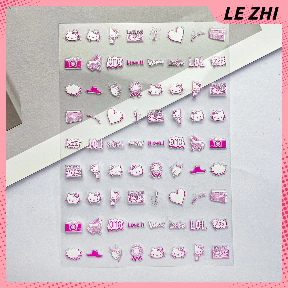 Sanrio Press On Nails Stickers Y2K Punk 3D DIY Scrapbook Nails Stickers