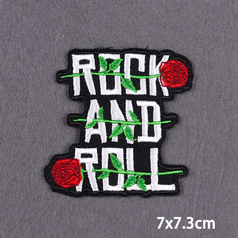 Black Patch With Slogan Iron On Patches For Clothes DIY Embroidery Applique Fusible Patch