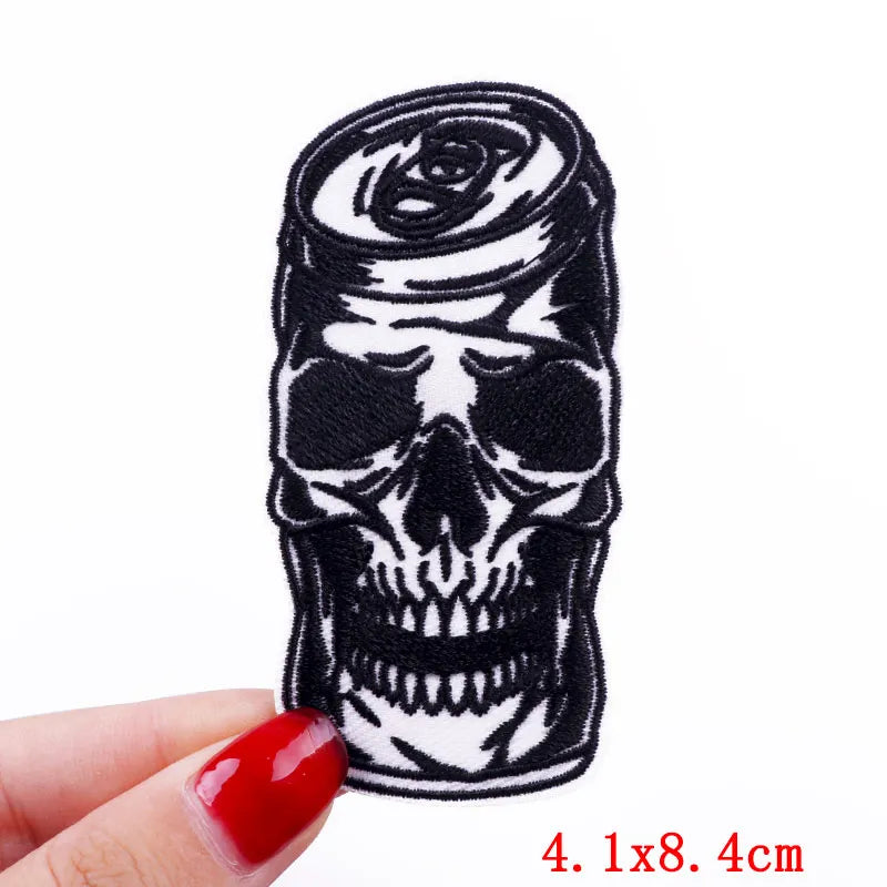 Rose Skull Embroidery Patch Punk Skull Patch Jackets Backpack Hats Sew DIY Iron On Patches For Clothing