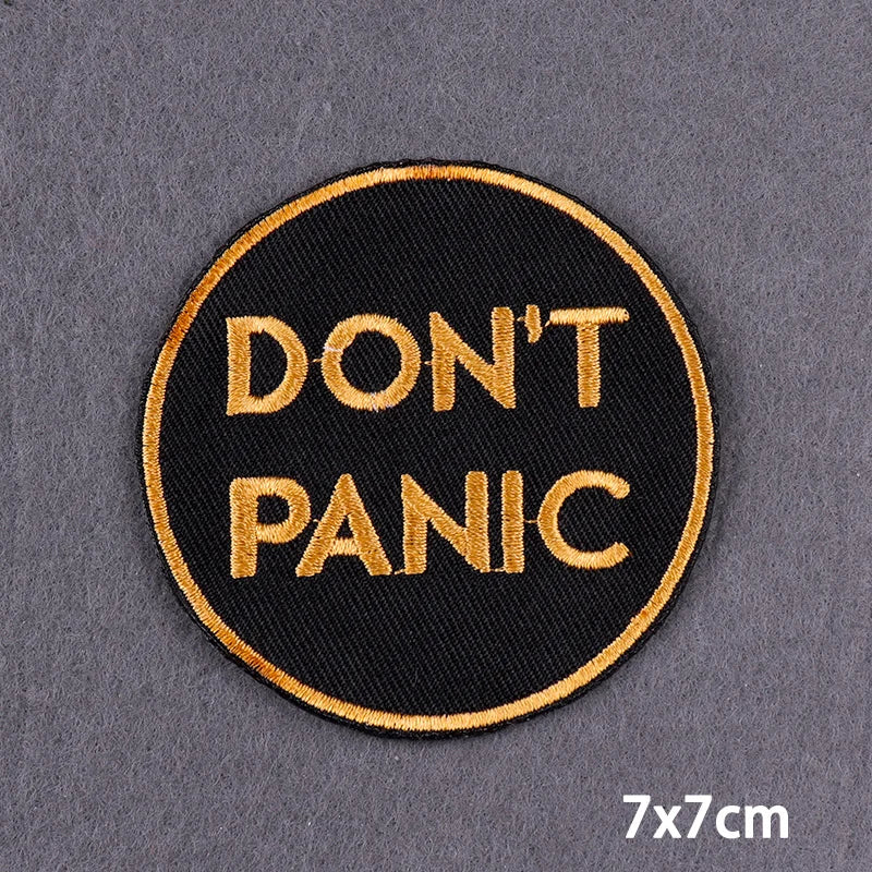 Black Patch With Slogan Iron On Patches For Clothes DIY Embroidery Applique Fusible Patch