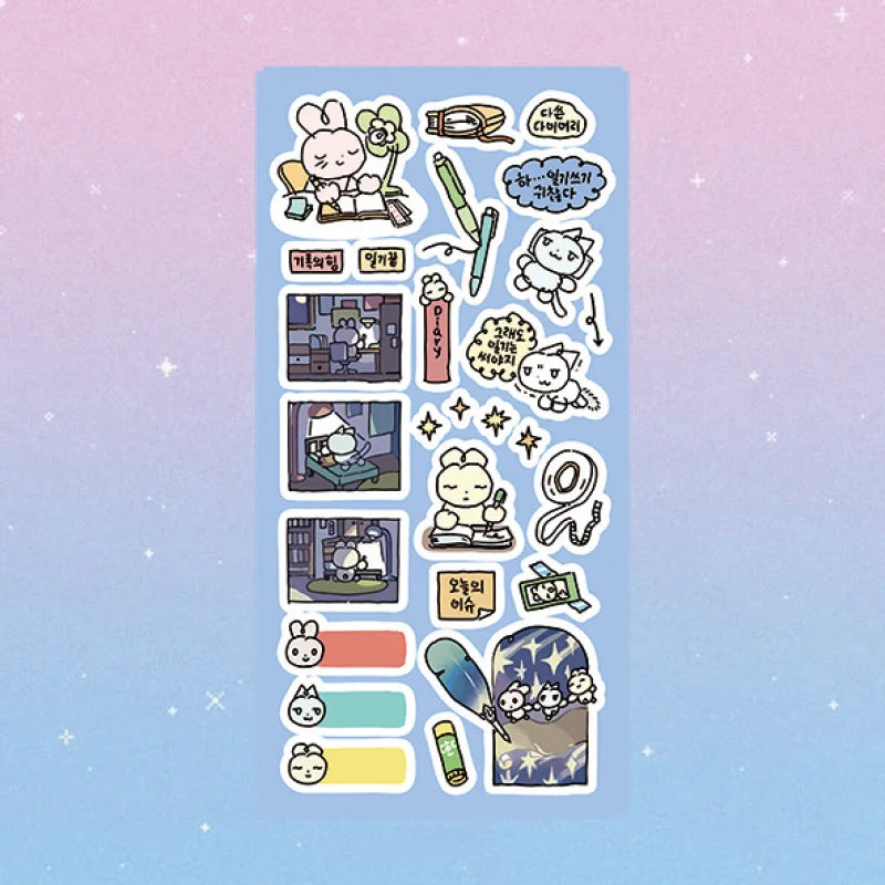 Cute Graffiti Korean Rabbit Cat Stickers Hand Account Diary Notebook Planner Scrapbook DIY Decorative Stickers