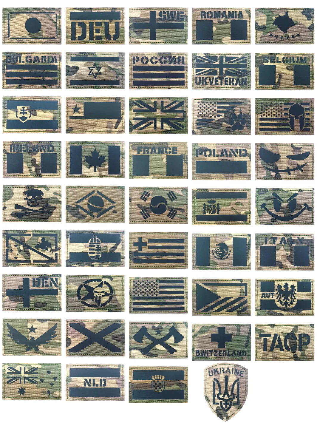 UK, Chile, Brazil, France Emblem Tactical Patch Hook & Loop Morale Badge Tactical Stickers