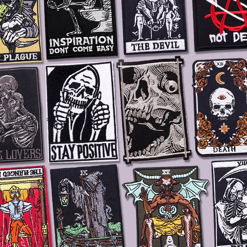 Rose Skull Embroidery Patch Punk Skull Patch Jackets Backpack Hats Sew DIY Iron On Patches For Clothing