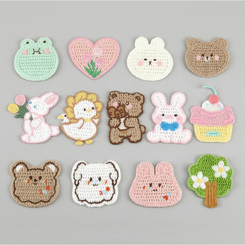5pc Cartoon Little Rabbit Bear Love Cloth Sticker DIY Phone Case Decoration Cloth Patch