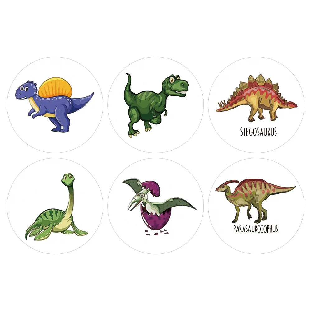 100-500pcs 1'' Round Dinosaur Stickers for Teacher Reward Stickers