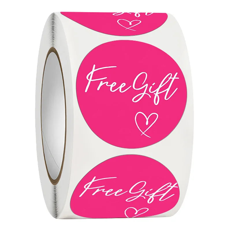 100-500pcs Free Gift Letters Labels Sticker Stationary Supplies Pink Thank You Sticker