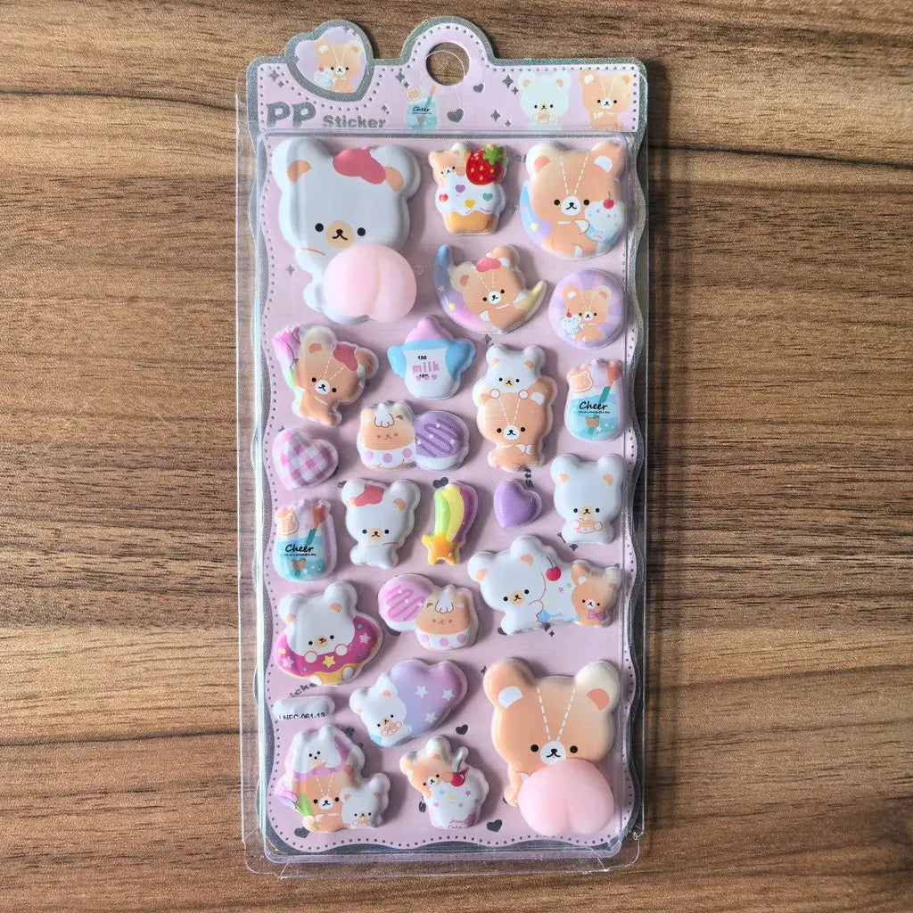 Cute Cartoon PP Sticker (1 Pcs) - 3D Embellishment for Decoration