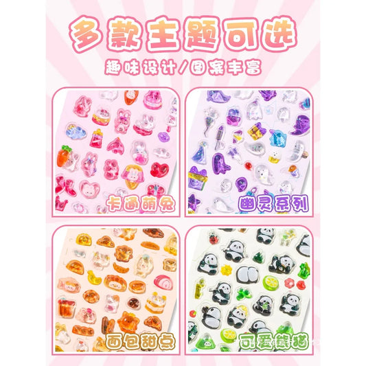 1 Sheet 3D Three-Dimensional Foam Sticker, Cute Cartoon Rabbit Cat Panda Diamond Student's Bubble Sticker