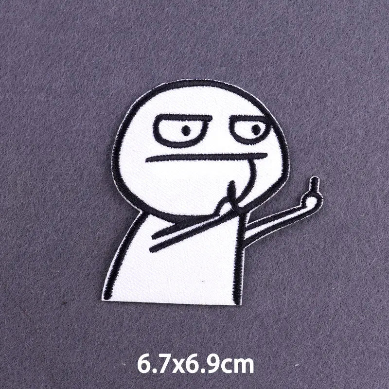 Black Patch With Slogan Iron On Patches For Clothes DIY Embroidery Applique Fusible Patch