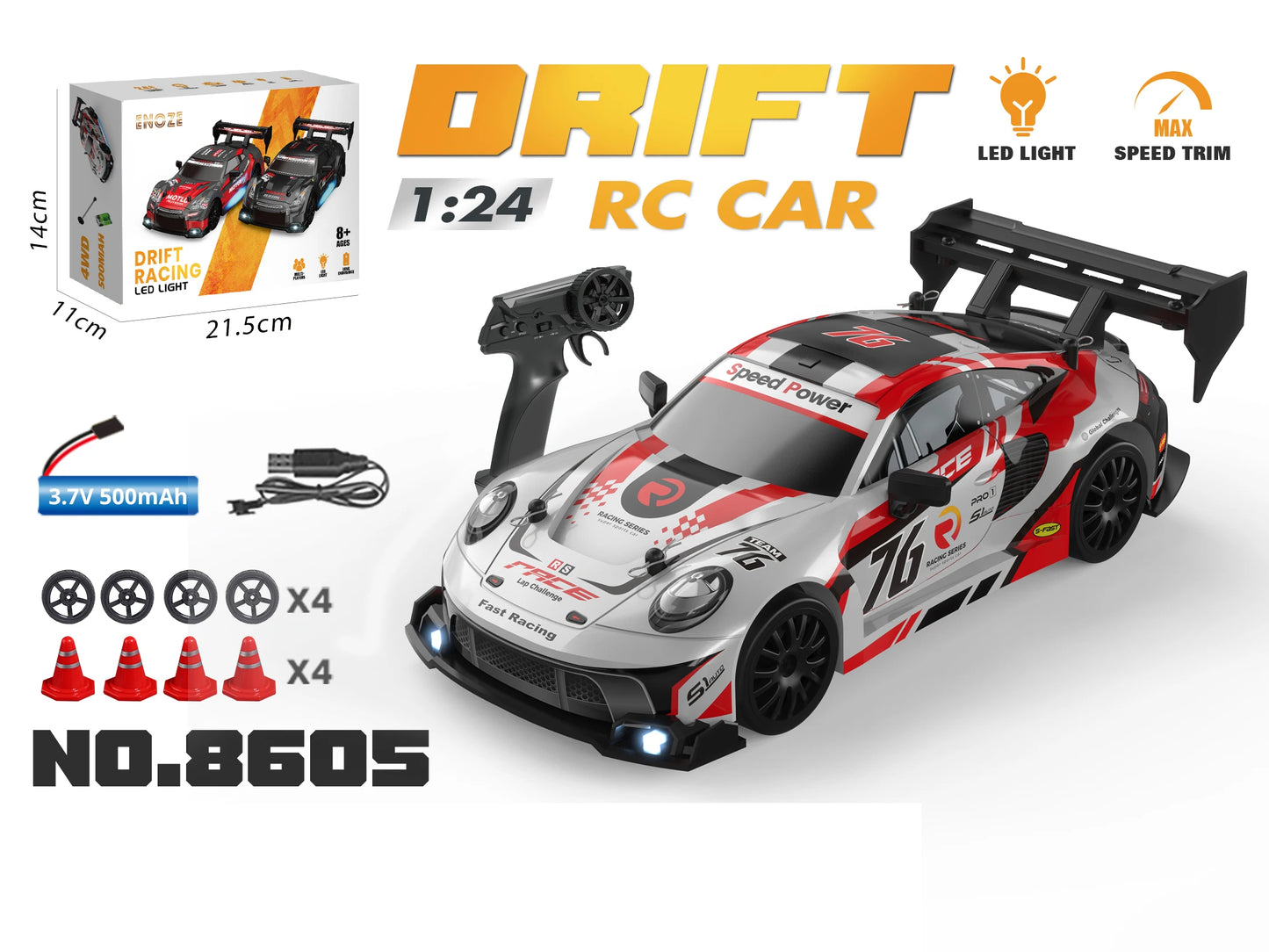 1:24 RC Drift Car 4WD 2.4G High Speed Racing Car