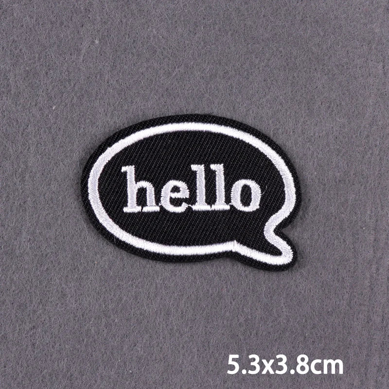 Black Patch With Slogan Iron On Patches For Clothes DIY Embroidery Applique Fusible Patch