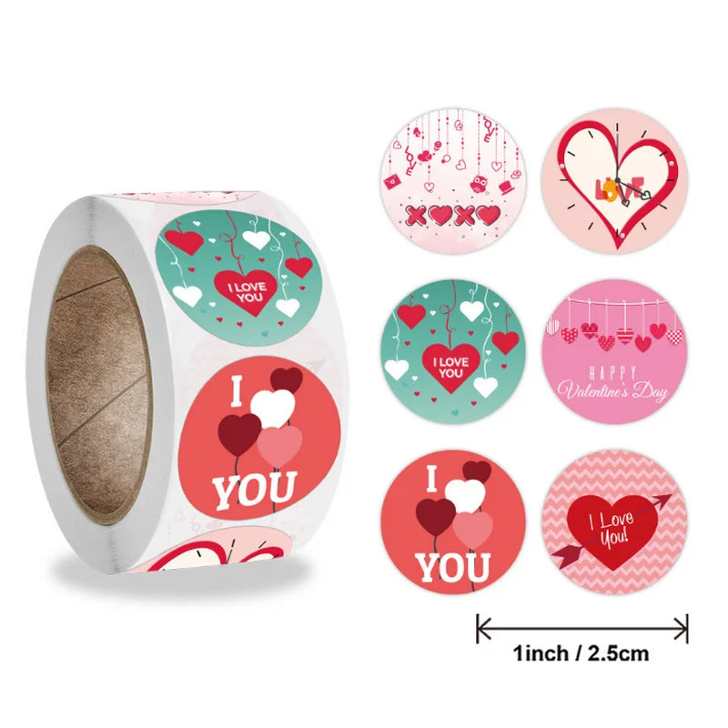50-100-500PCS Handicraft Valentine's Day Heart Sticker Heart-Shaped