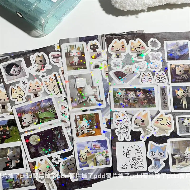 Cartoon Doro Cat Cut Film Stickers Laser Star Film Double Transparent Stickers