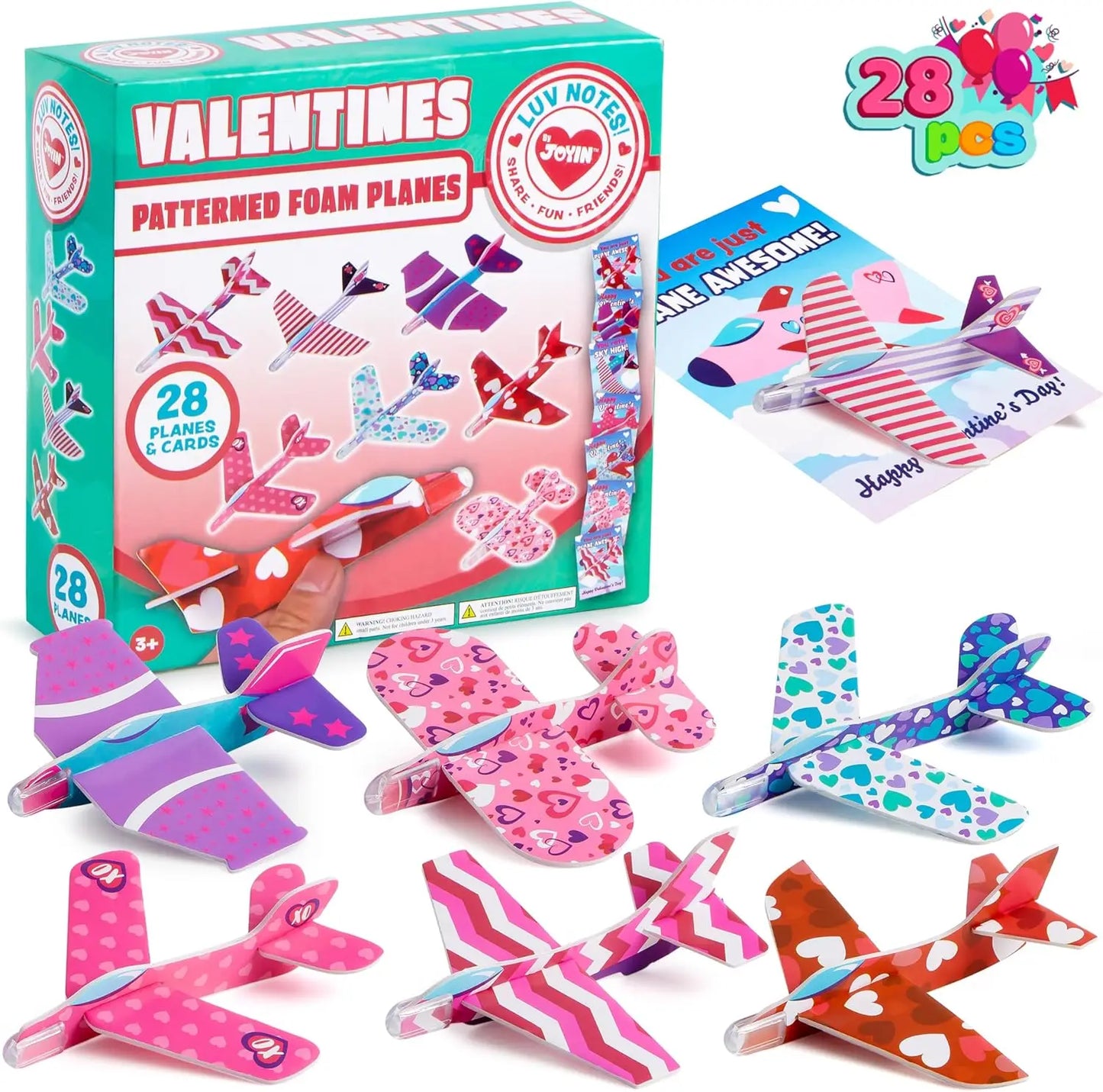 Valentines Day Foam Airplanes Greeting Cards with Valentine Punchline