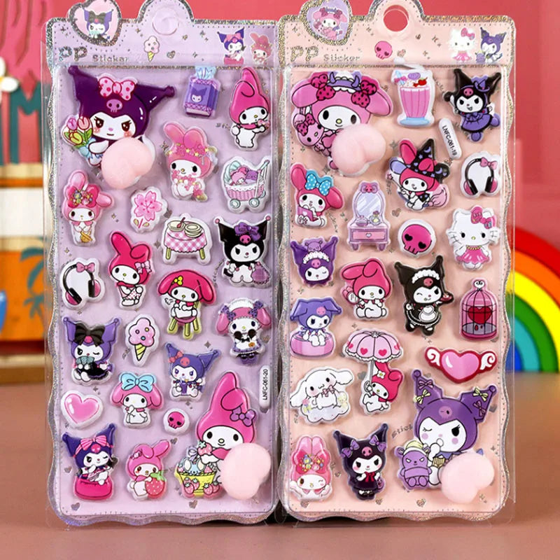 Cartoon Soft Pinchable Decompression 3D Bubble Sanrio Sticker