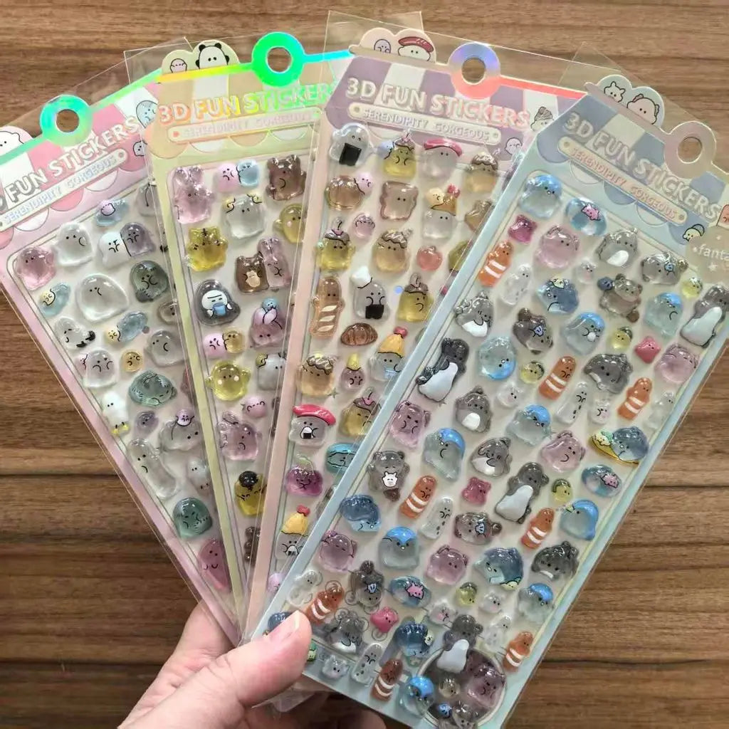 4 Pieces Kids' Cartoon Cute Soft Ghost 3D Stickers Adorable Decals