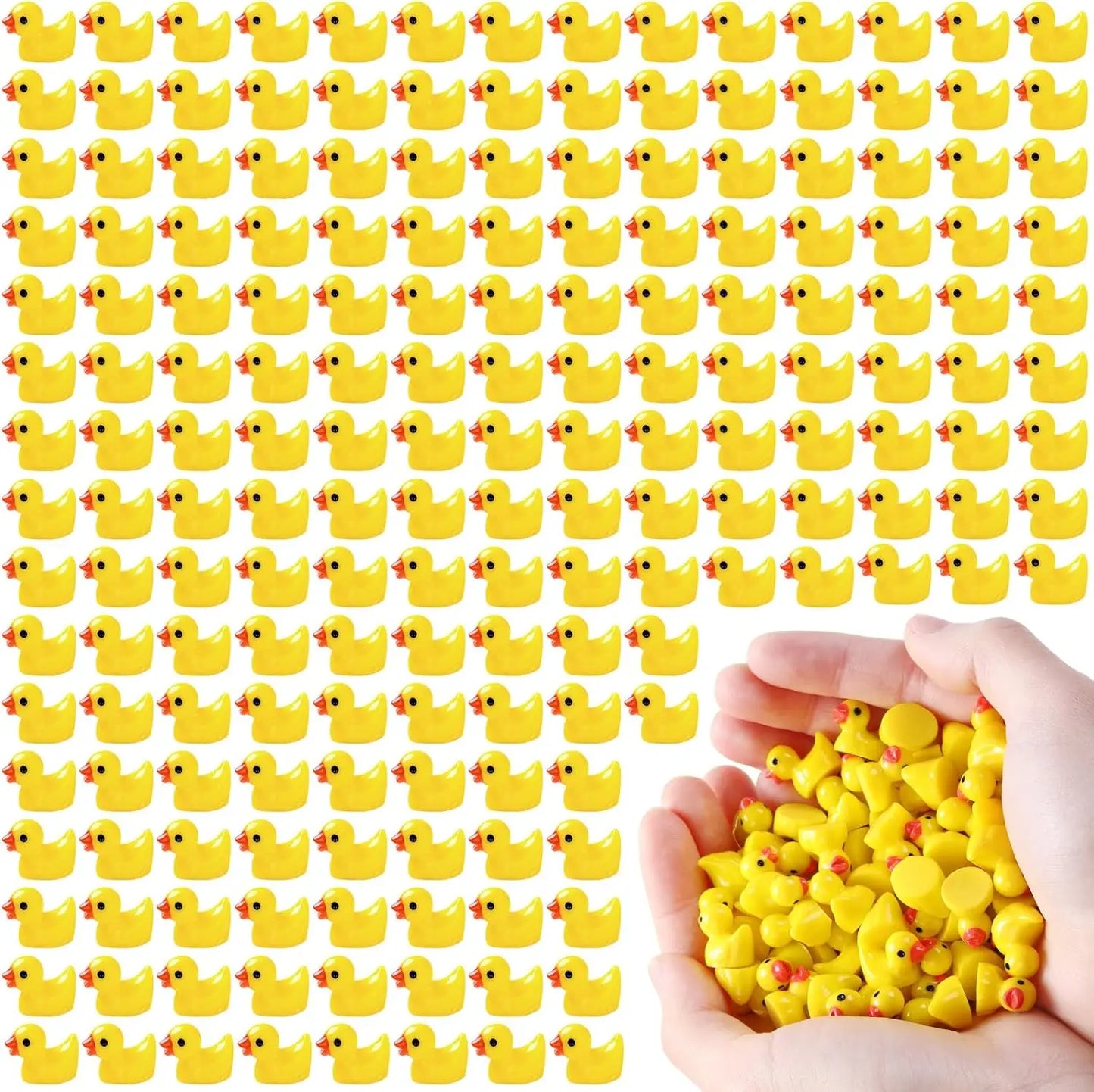 200pcs Mini Resin Ducks Yellow Tiny Ducks Mini Ducks Bulk Little Duck Figures