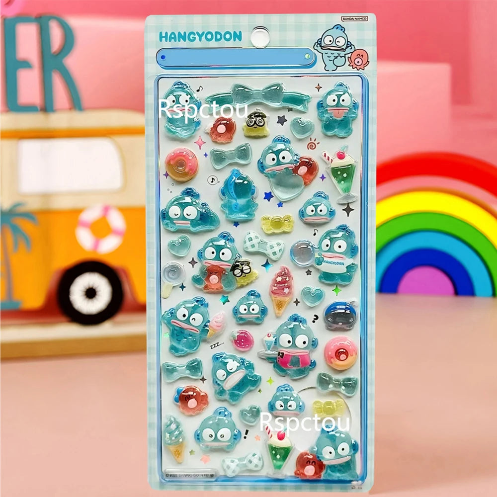 Cute Anime 3D Sanrio Stickers Transparent Jelly Crystal Decorative Sticker