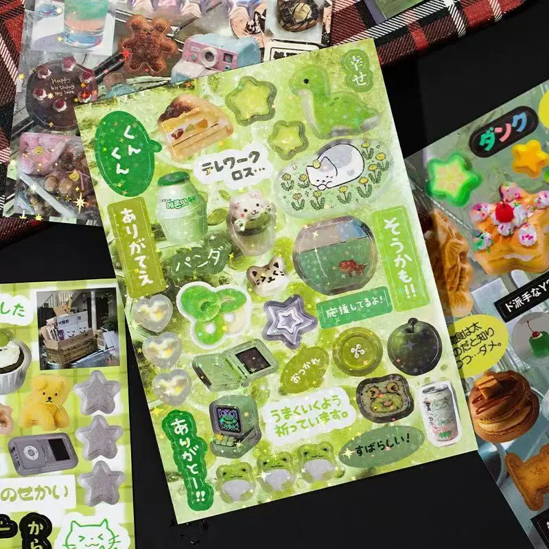 5/8Pcs Cartoon Retro Stickers Y2K Flash Film Deco Sticker