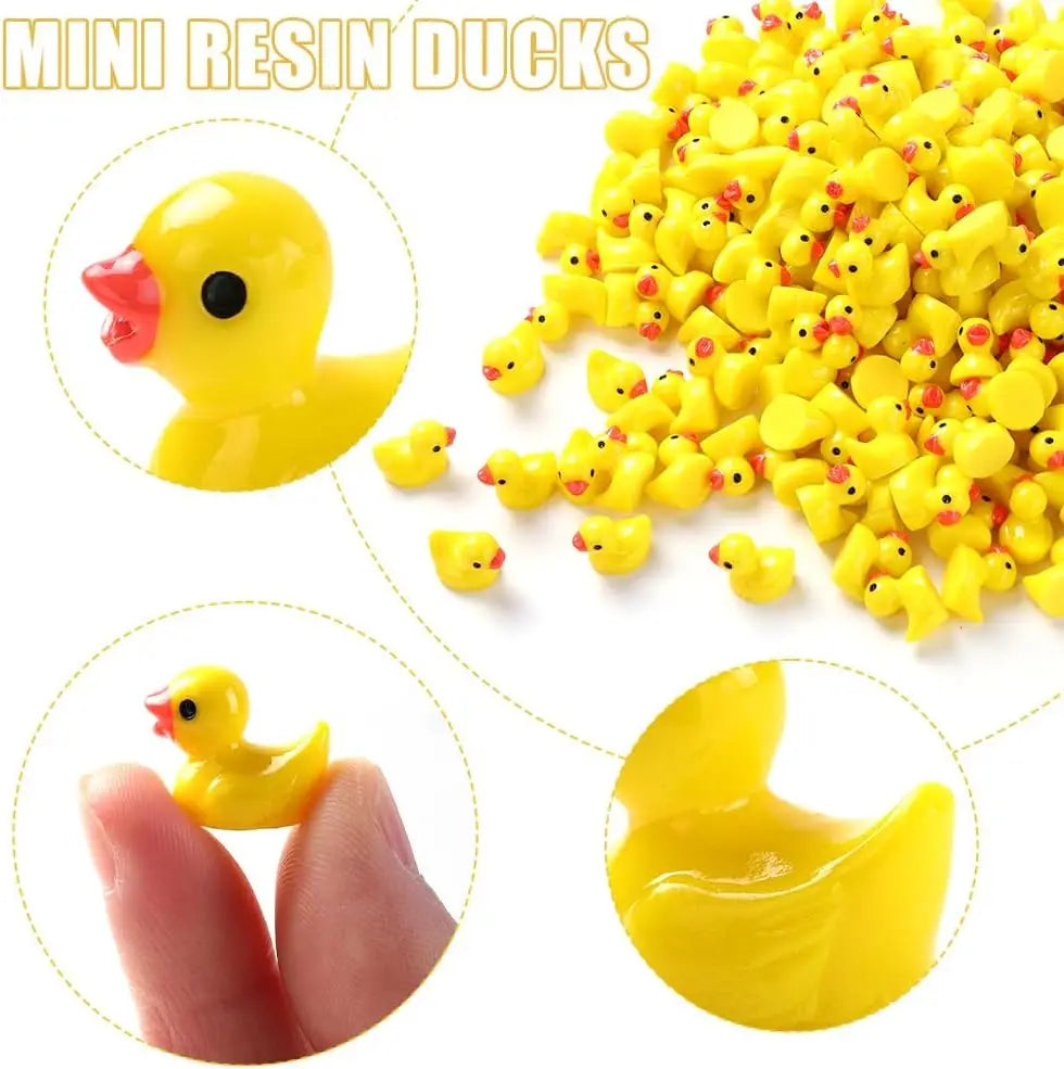 200pcs Mini Resin Ducks Yellow Tiny Ducks Mini Ducks Bulk Little Duck Figures