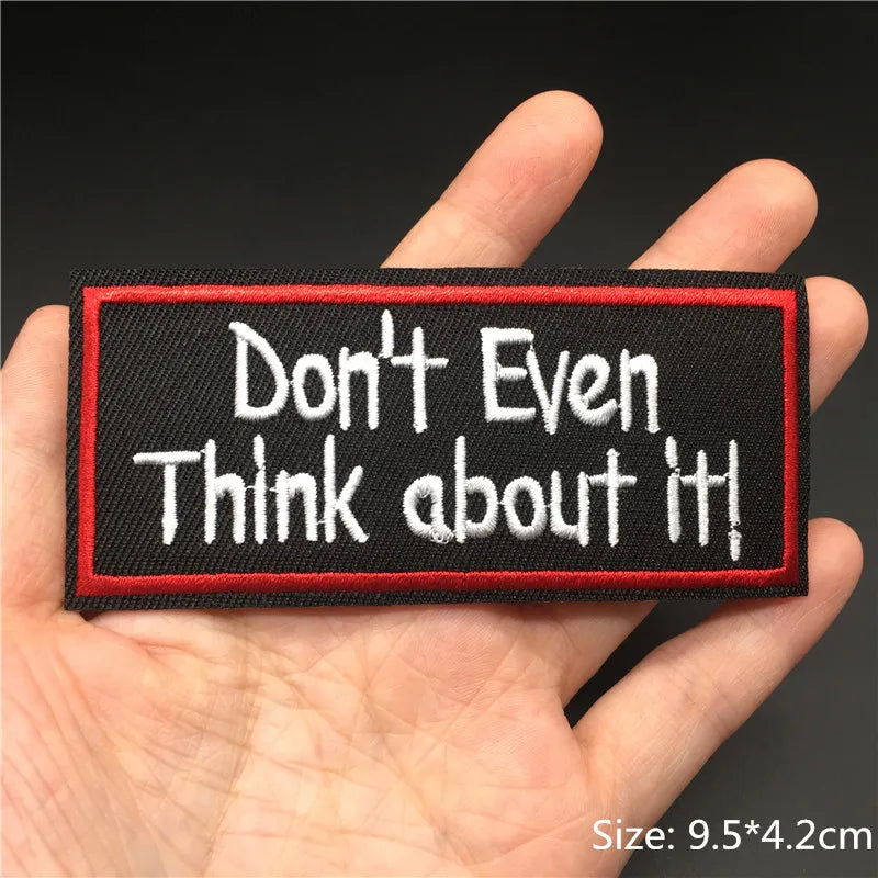Punk Black White Slogan Embroidery Patch for Clothes Iron on Badge Labels Sticker