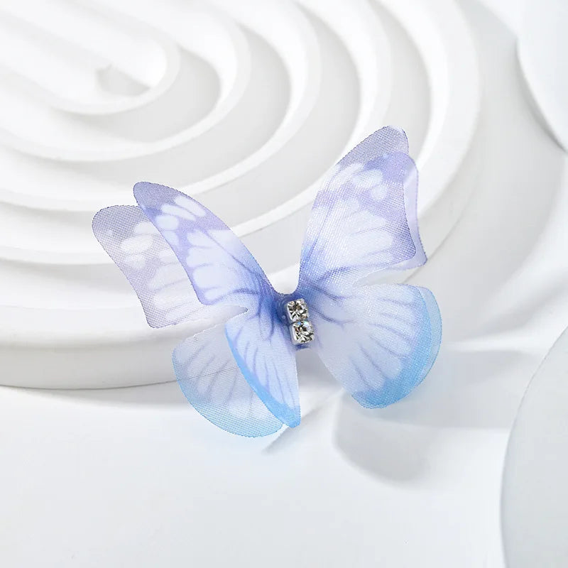 20pcs Double Sweet Butterfly Appliqued 3D Simulation Mesh Dreamy Bouquet Patch