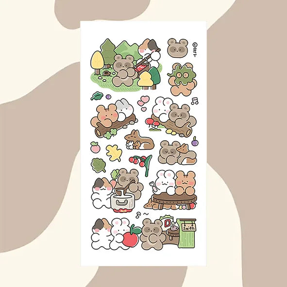 Cartoon Graffiti Teddy Bear Rabbit Stickers Korea Handbook Diary Decorative Stickers