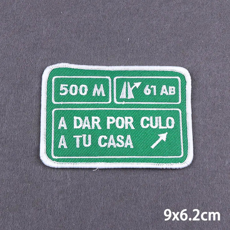 Black Patch With Slogan Iron On Patches For Clothes DIY Embroidery Applique Fusible Patch