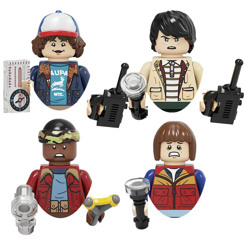 4Pcs/Set The Horrible Movie Dustin Mike Vecna Will Eleven Model Figure Blocks Construction Bricks Toys