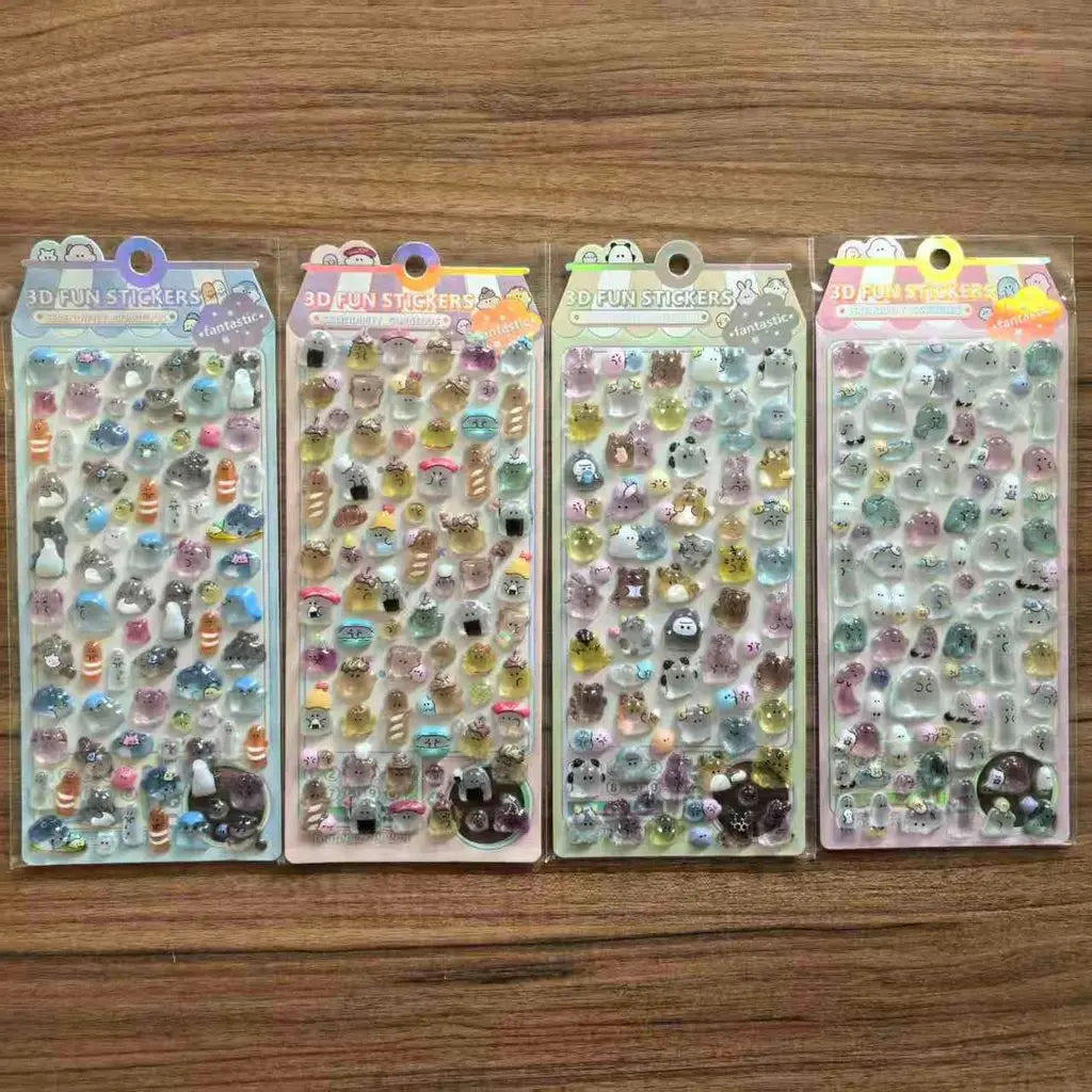 4 Pieces Kids' Cartoon Cute Soft Ghost 3D Stickers Adorable Decals