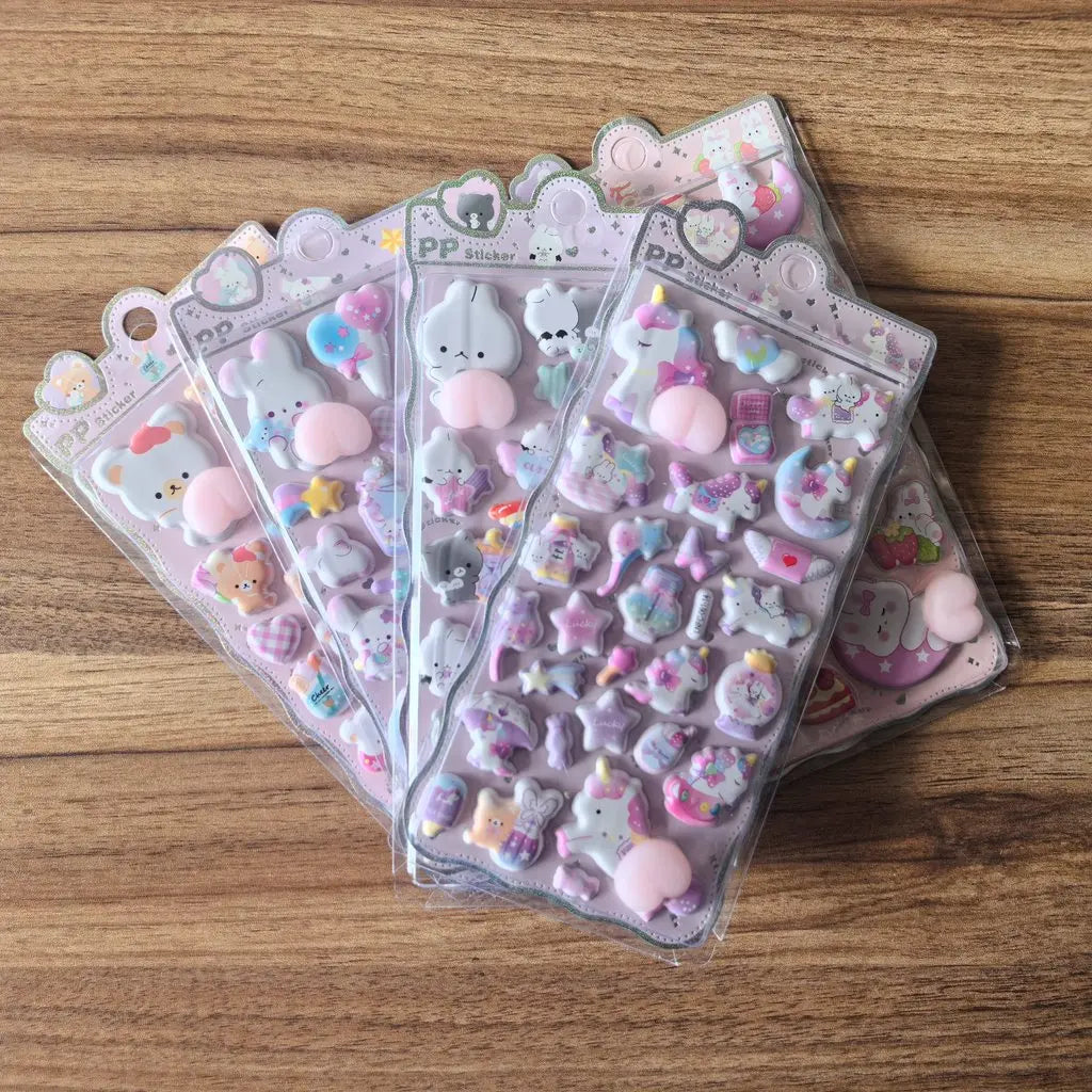 Cute Cartoon PP Sticker (1 Pcs) - 3D Embellishment for Decoration
