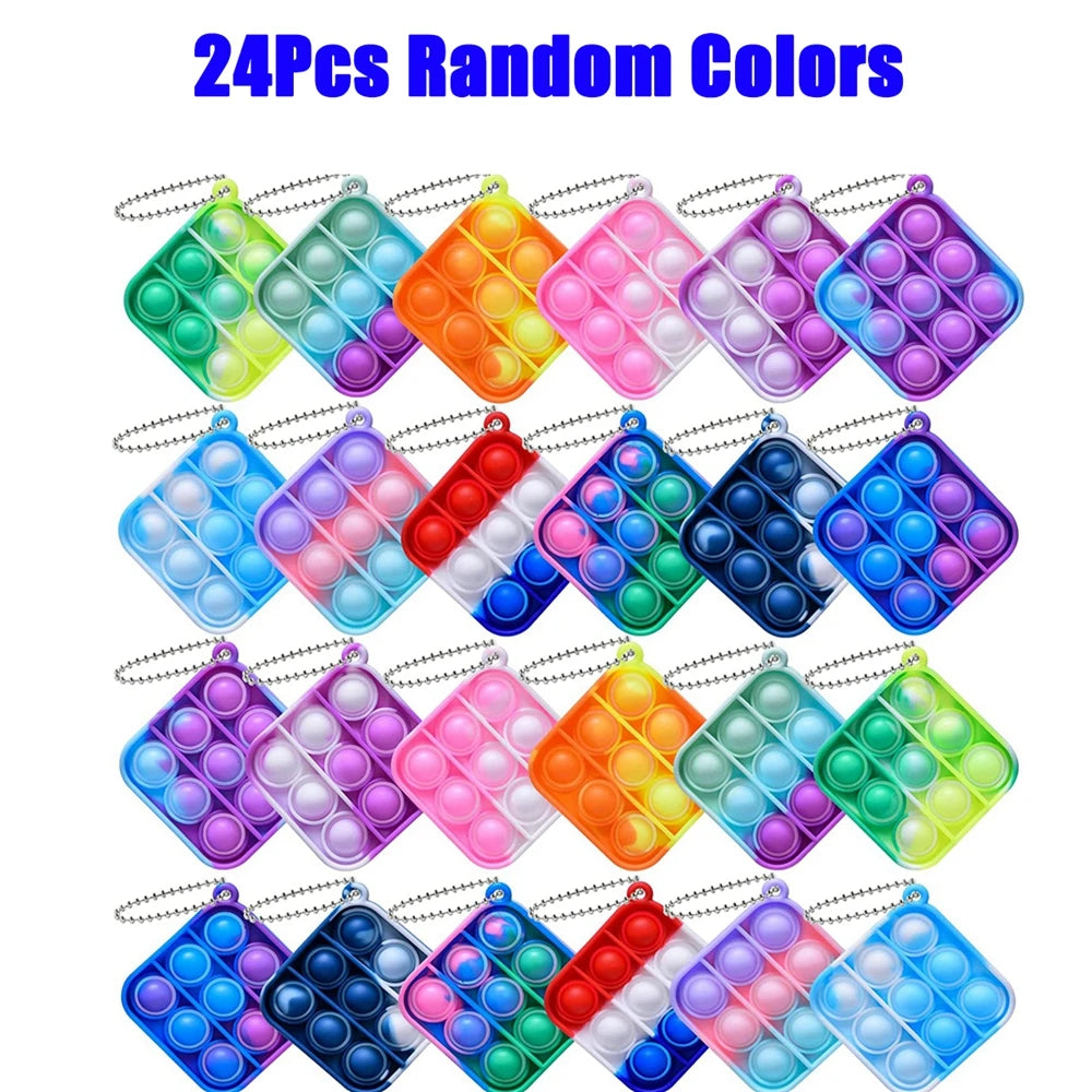 12/24/48Pcs Mini Pop Push Fidget Toys Set Keychain Fidget Toy