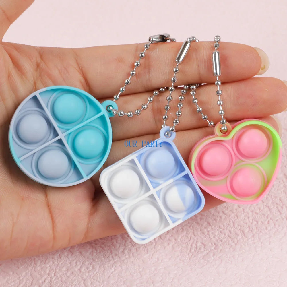 20Pcs Mini Pop Push Bubble Fidget Toy Keychains Relaxing Stress Relief Sensory Toys