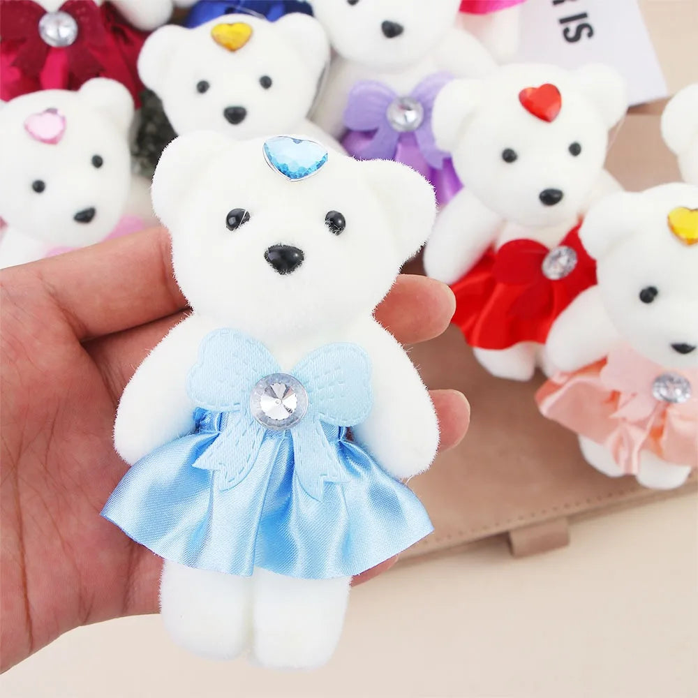 10 PCS Cute Cartoon Small Teddy Bear Birthday Flower Bouquet Bear Couple Bear Wedding Valentine's Day Decoration