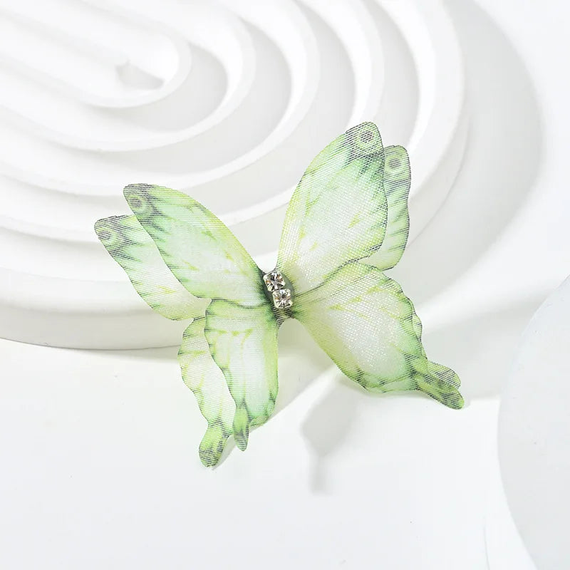 20pcs Double Sweet Butterfly Appliqued 3D Simulation Mesh Dreamy Bouquet Patch