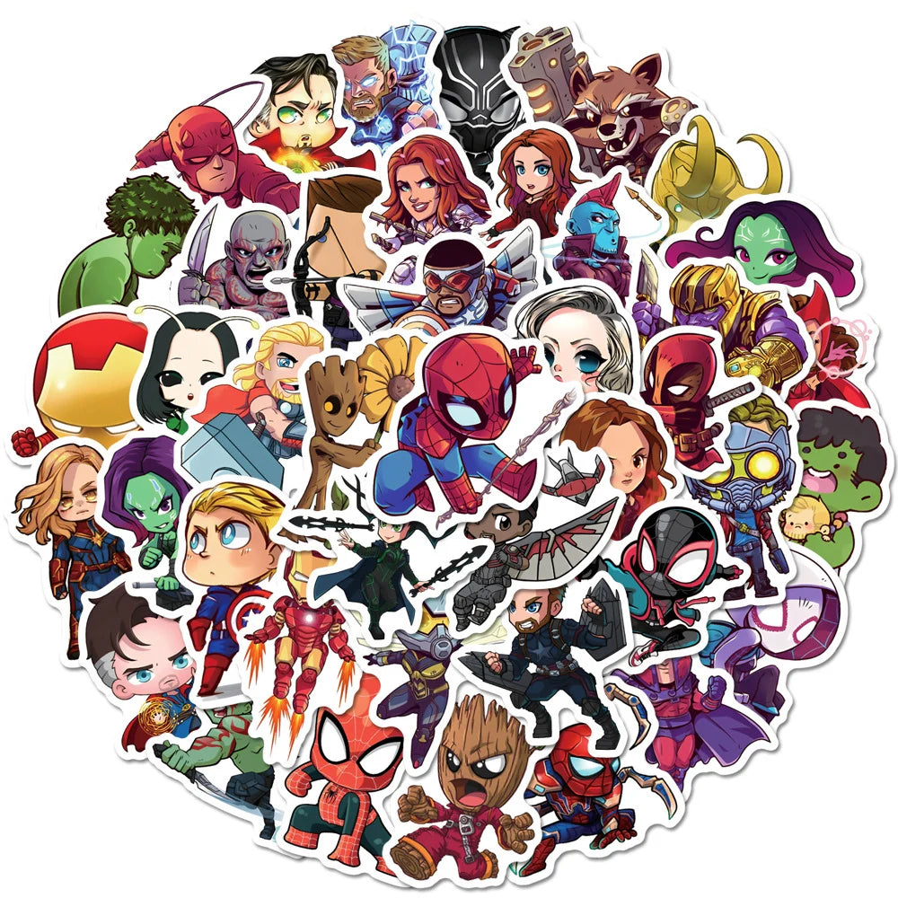 10/30/50/100pcs Disney Marvel The Avengers Anime Stickers Kawaii Decals
