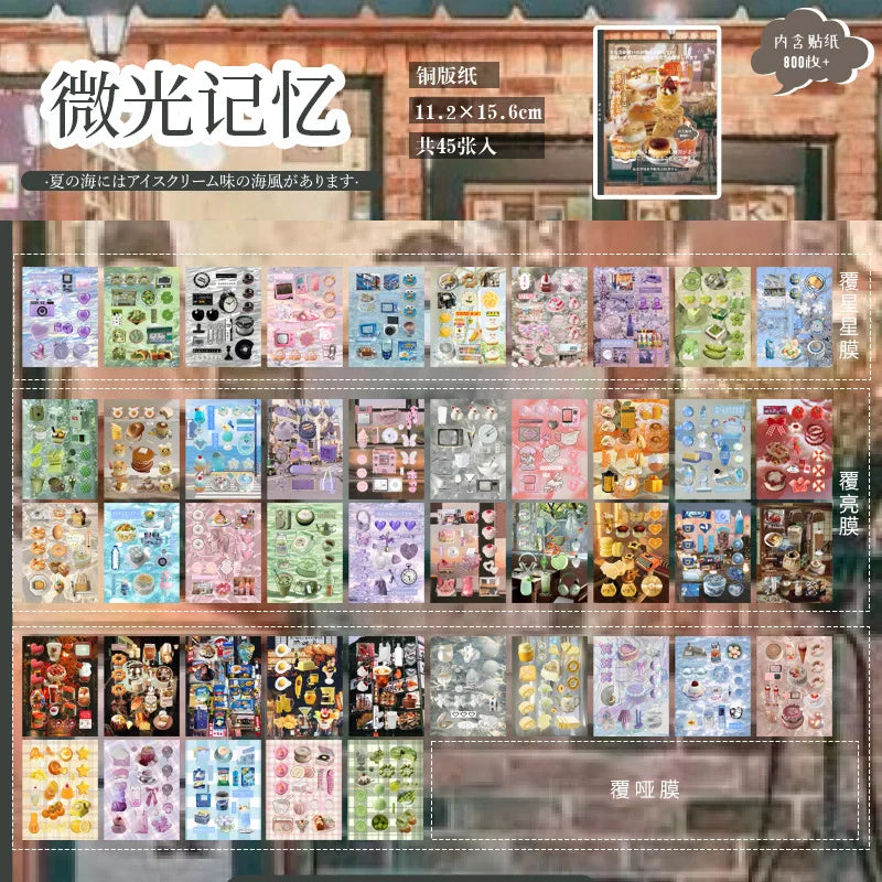 20 Sheets PET Die cut Stickers Book Retro Cartoon Decorative