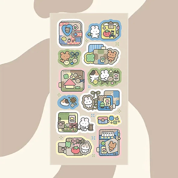 Cartoon Graffiti Teddy Bear Rabbit Stickers Korea Handbook Diary Decorative Stickers