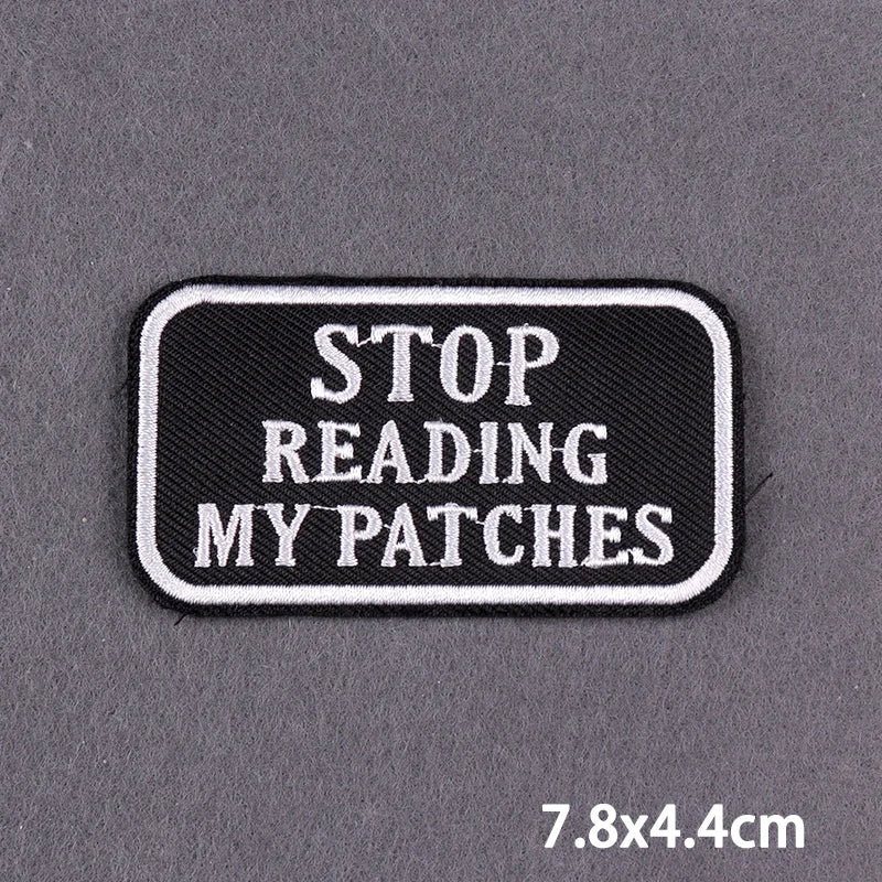 Black Patch With Slogan Iron On Patches For Clothes DIY Embroidery Applique Fusible Patch