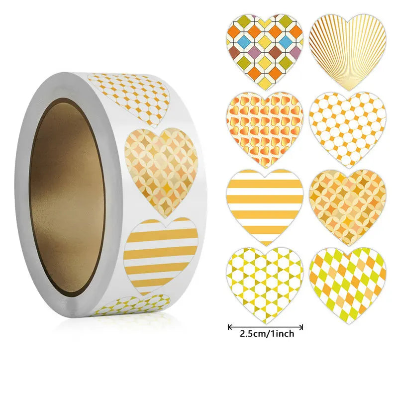 50-100-500PCS Handicraft Valentine's Day Heart Sticker Heart-Shaped