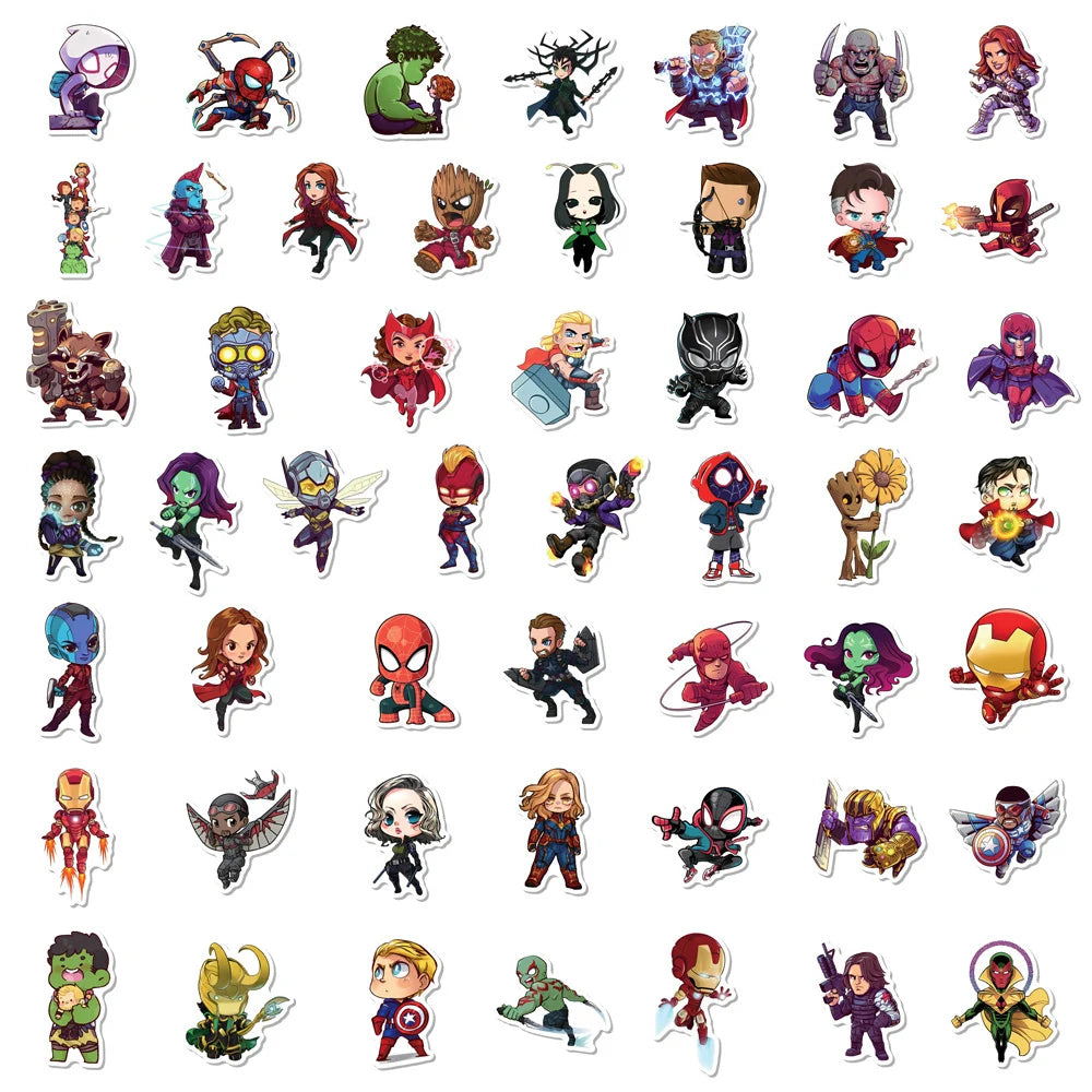 10/30/50/100pcs Disney Marvel The Avengers Anime Stickers Kawaii Decals