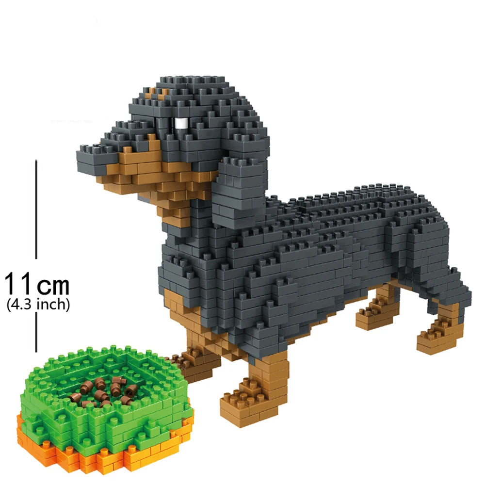 Dachshund Dog Model Micro Mini Building Blocks Set Educational Recreation Toys