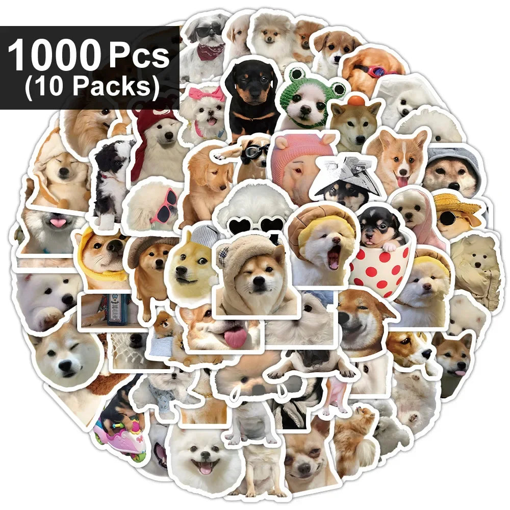10/100/1000Pcs Funny Dog Stickers Cartoon Cute Decals