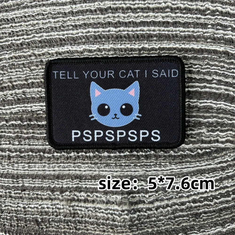 Cat Patch Embroidery on Clothes Cute Animal Morale Badge Tactical Equipment Hook and Loop Patches